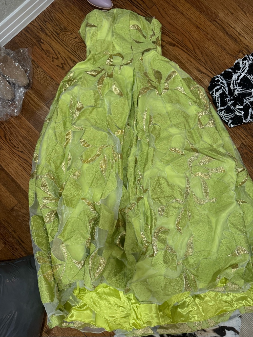 Jovani Strapless Light Green Floral Ball Gown - Picture 2 of 2